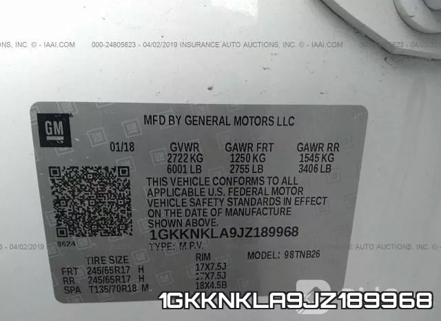 1GKKNKLA9JZ189968 фото 10