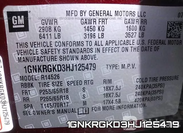 1GNKRGKD3HJ125479 фото 10