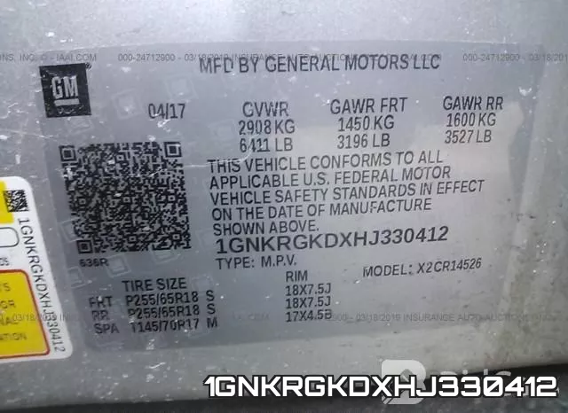 1GNKRGKDXHJ330412 фото 10