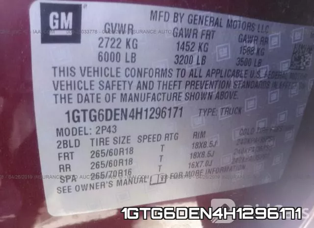 1GTG6DEN4H1296171 фото 10