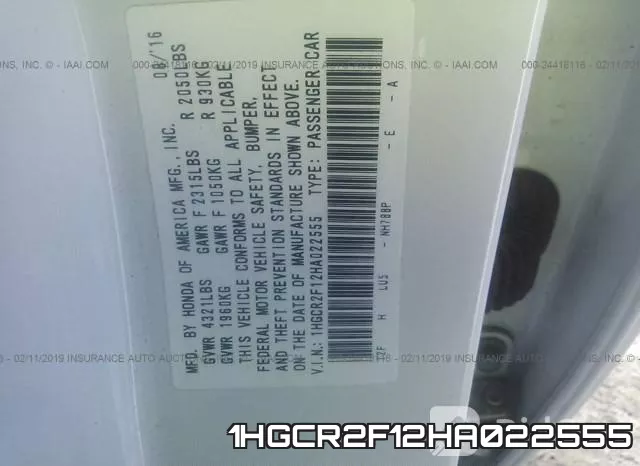 1HGCR2F12HA022555 фото 10