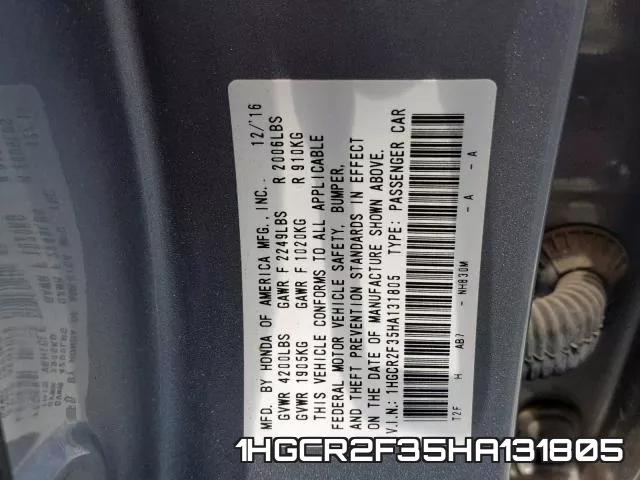 1HGCR2F35HA131805 фото 2