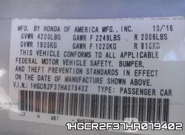 1HGCR2F37HA079402 фото 10