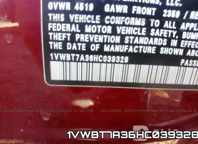 1VWBT7A36HC039328 фото 9