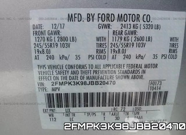 2FMPK3K98JBB20470 фото 9