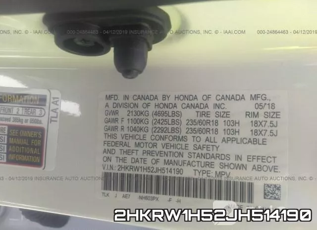 2HKRW1H52JH514190 фото 10