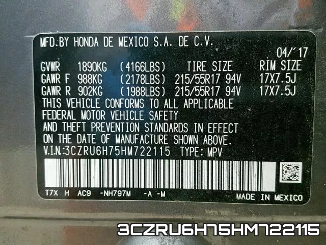3CZRU6H75HM722115 фото 2