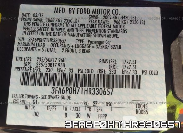 3FA6P0H71HR330657 фото 10