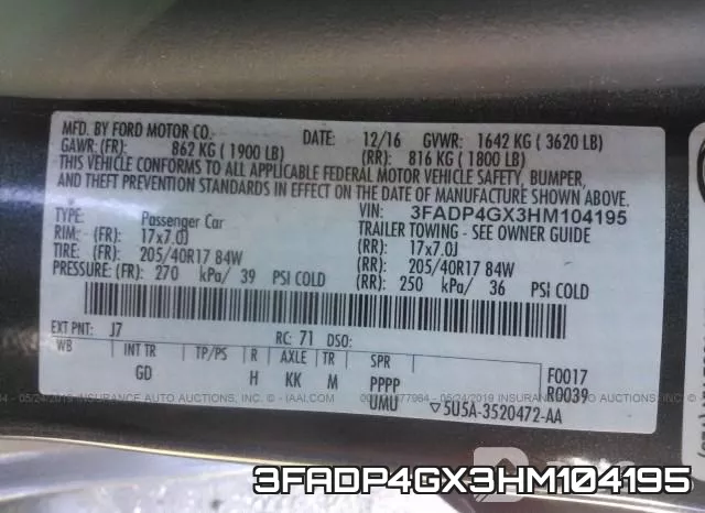 3FADP4GX3HM104195 фото 10