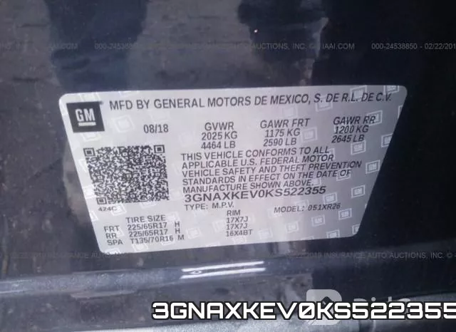 3GNAXKEV0KS522355 фото 10