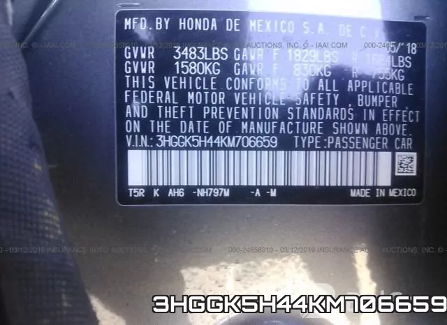 3HGGK5H44KM706659 фото 10