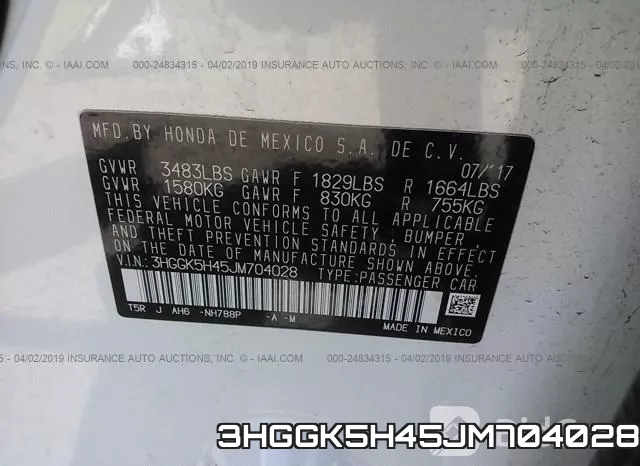 3HGGK5H45JM704028 фото 10
