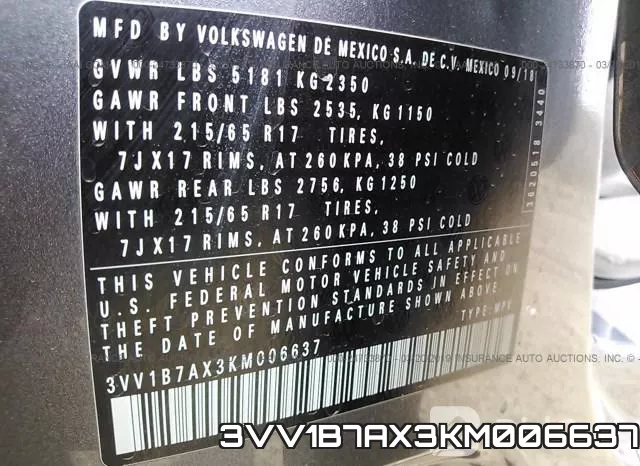 3VV1B7AX3KM006637 фото 10