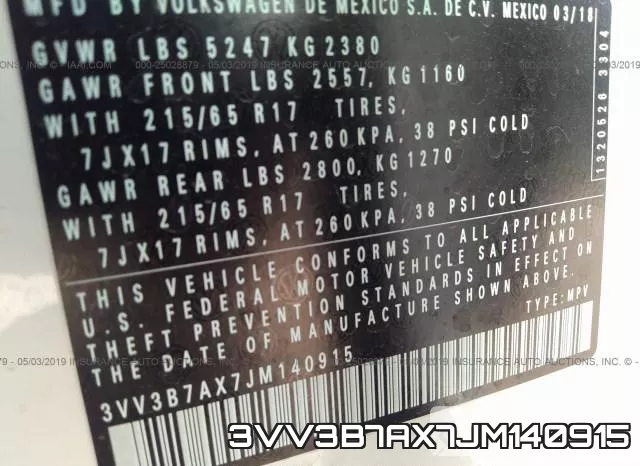 3VV3B7AX7JM140915 фото 10