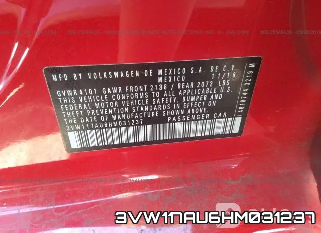 3VW117AU6HM031237 фото 10