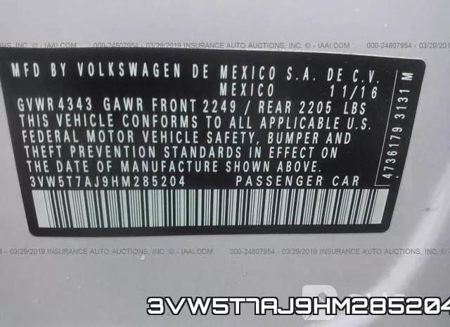 3VW5T7AJ9HM285204 фото 10