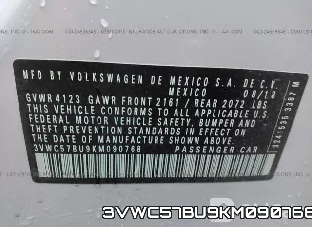 3VWC57BU9KM090768 фото 10