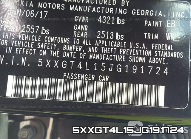 5XXGT4L15JG191724 фото 10