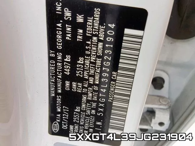 5XXGT4L39JG231904 фото 2