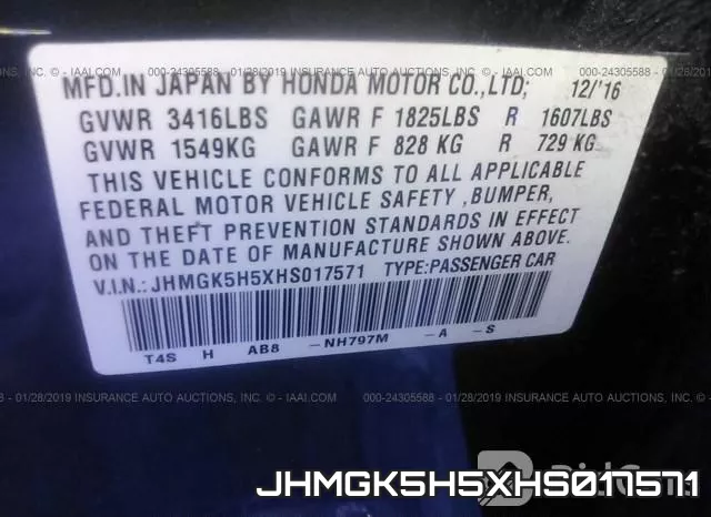 JHMGK5H5XHS017571 фото 10
