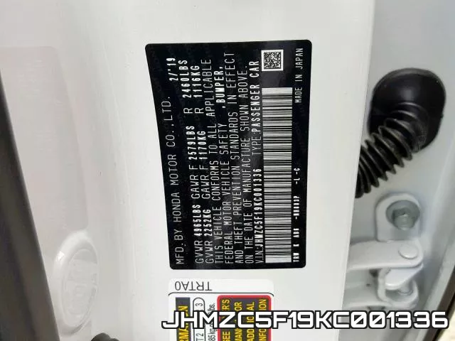 JHMZC5F19KC001336 фото 2