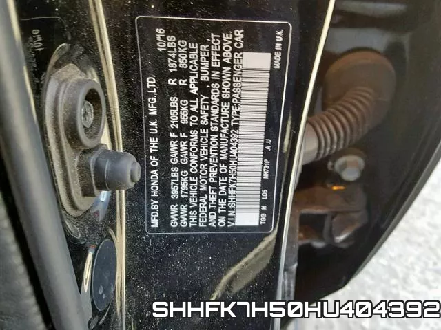 SHHFK7H50HU404392 фото 2
