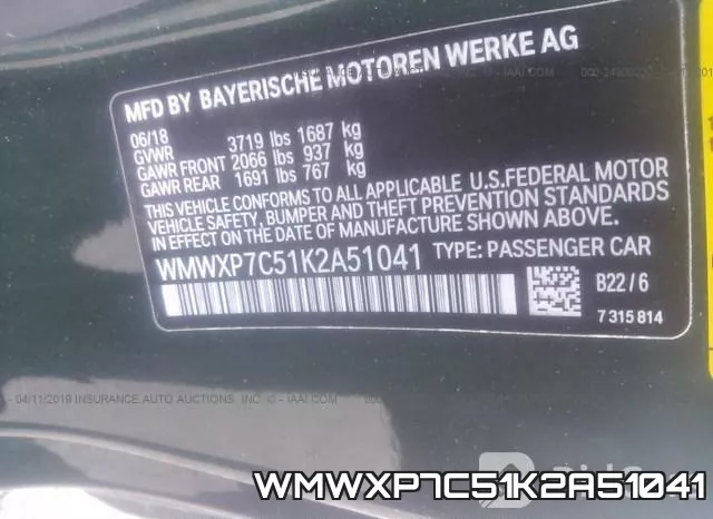 WMWXP7C51K2A51041 фото 10