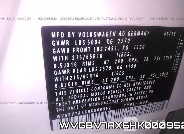 WVGBV7AX6HK000952 фото 10