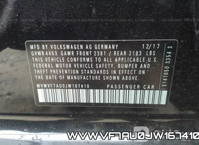 WVWVF7AU0JW167410 фото 10