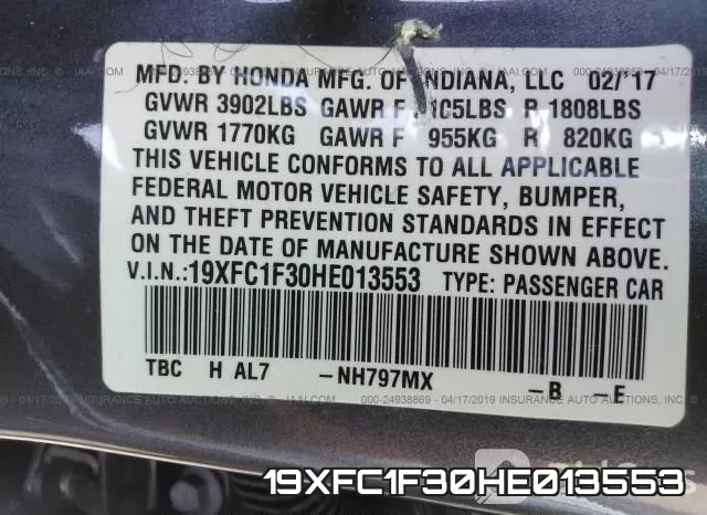 19XFC1F30HE013553 фото 10