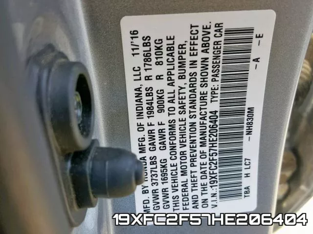 19XFC2F57HE206404 фото 2