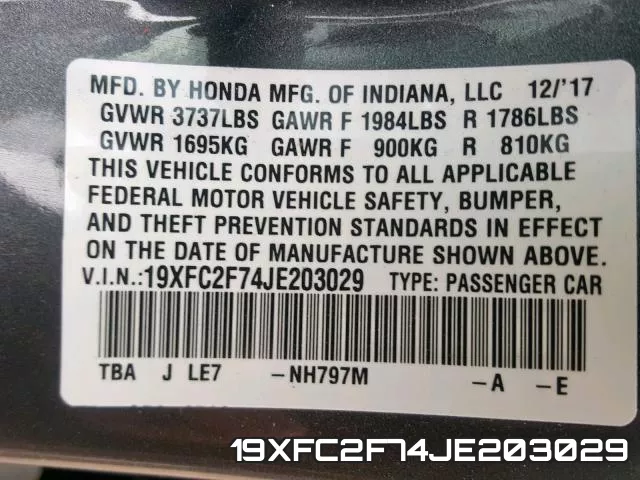 19XFC2F74JE203029 фото 2