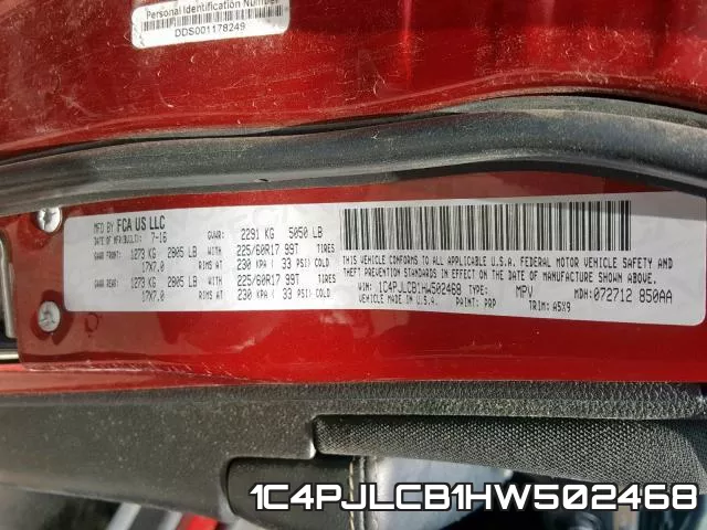 1C4PJLCB1HW502468 фото 2