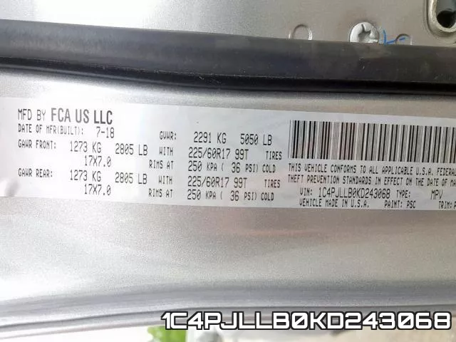 1C4PJLLB0KD243068 фото 2