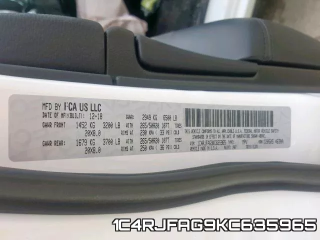 1C4RJFAG9KC635965 фото 2