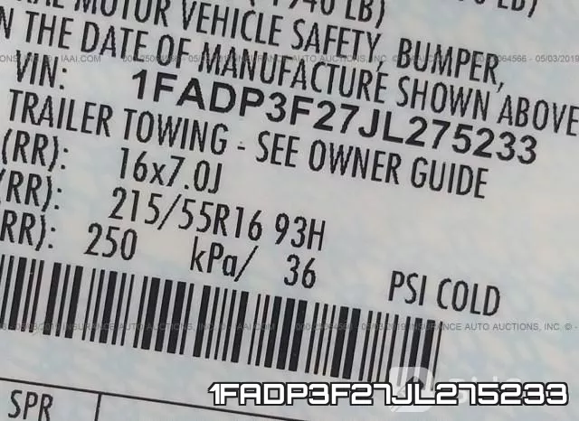 1FADP3F27JL275233 фото 10