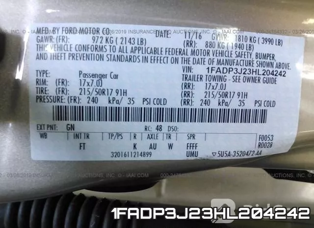 1FADP3J23HL204242 фото 10
