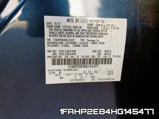 1FAHP2E84HG145477 фото 2