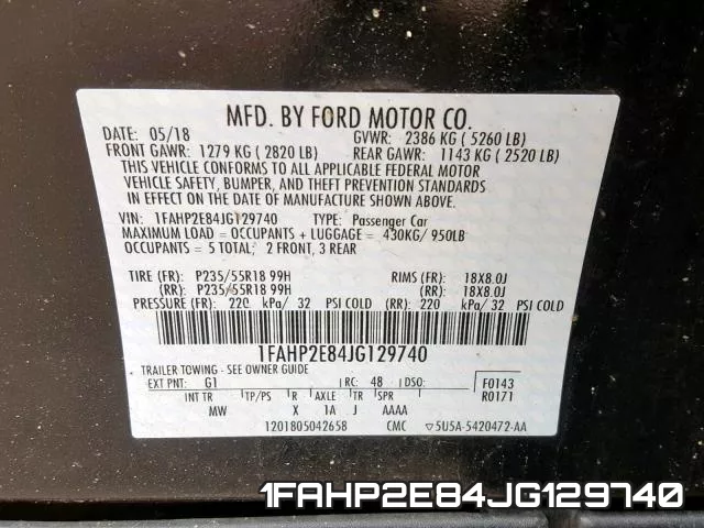 1FAHP2E84JG129740 фото 2