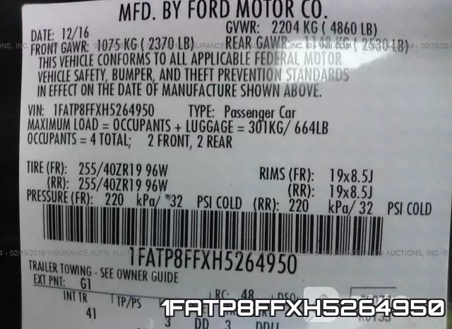 1FATP8FFXH5264950 фото 10