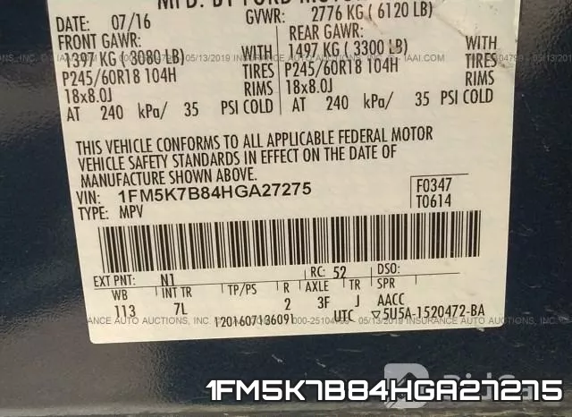 1FM5K7B84HGA27275 фото 10