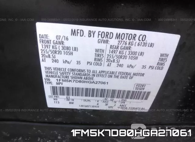 1FM5K7D80HGA27061 фото 10