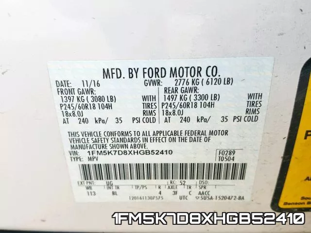 1FM5K7D8XHGB52410 фото 2