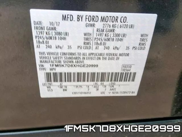 1FM5K7D8XHGE20999 фото 2