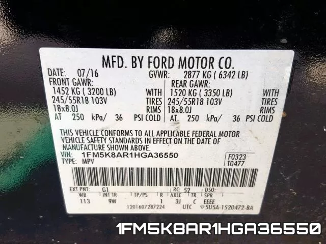 1FM5K8AR1HGA36550 фото 2