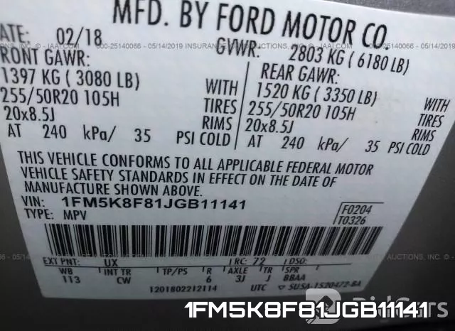 1FM5K8F81JGB11141 фото 10