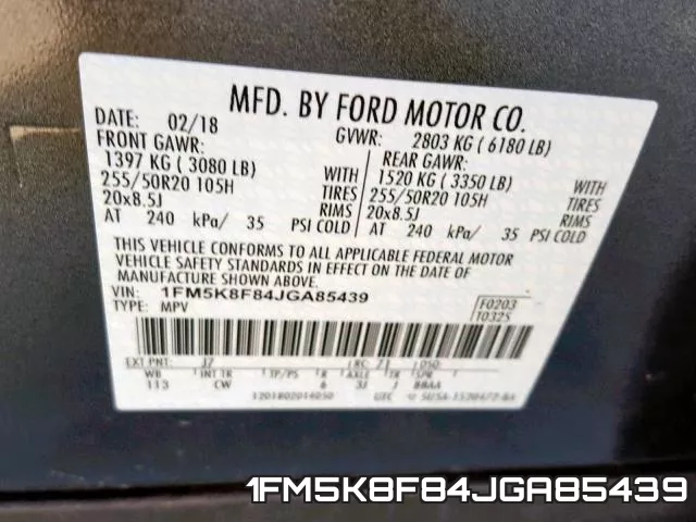 1FM5K8F84JGA85439 фото 2