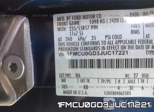 1FMCU0GD3JUC17221 фото 10