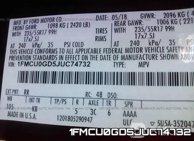 1FMCU0GD5JUC74732 фото 10