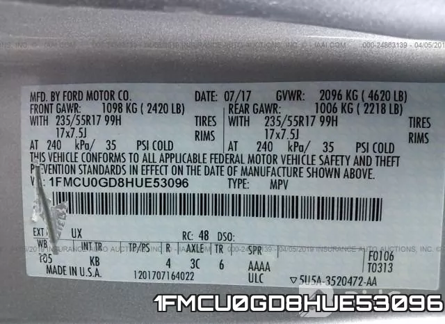 1FMCU0GD8HUE53096 фото 9